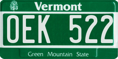 VT license plate OEK522