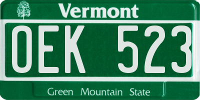 VT license plate OEK523