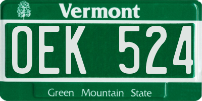 VT license plate OEK524