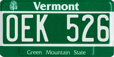 VT license plate OEK526