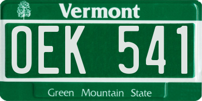 VT license plate OEK541