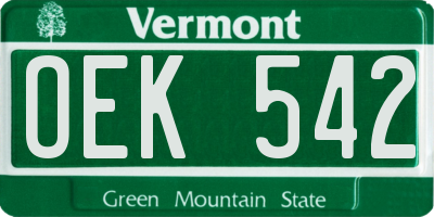 VT license plate OEK542