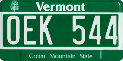 VT license plate OEK544