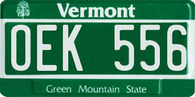 VT license plate OEK556