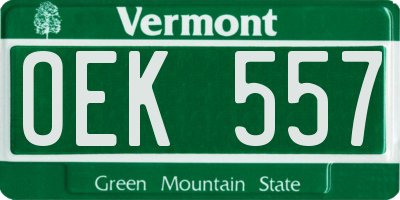 VT license plate OEK557