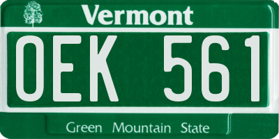 VT license plate OEK561