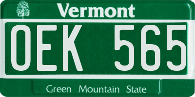 VT license plate OEK565