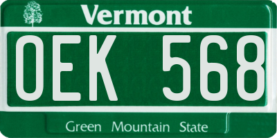 VT license plate OEK568