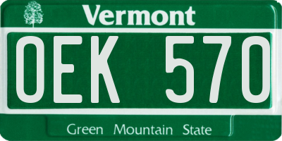 VT license plate OEK570