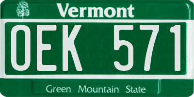 VT license plate OEK571