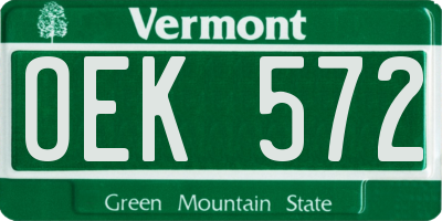 VT license plate OEK572