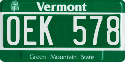VT license plate OEK578