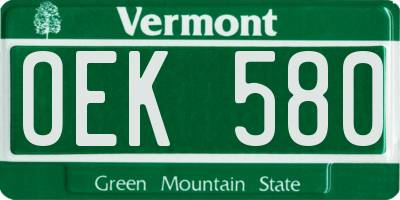 VT license plate OEK580