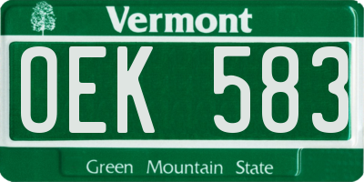 VT license plate OEK583