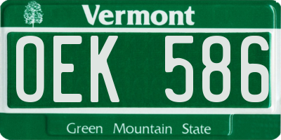VT license plate OEK586