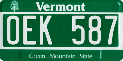 VT license plate OEK587