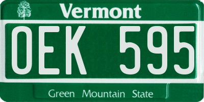 VT license plate OEK595
