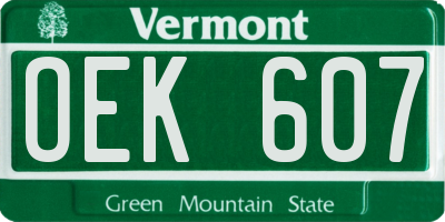 VT license plate OEK607