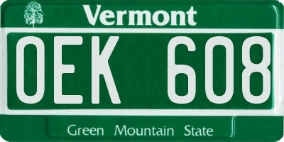 VT license plate OEK608