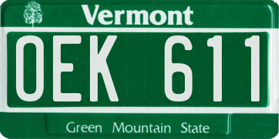 VT license plate OEK611