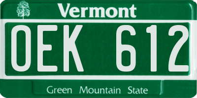 VT license plate OEK612