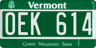 VT license plate OEK614