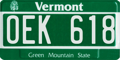 VT license plate OEK618