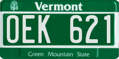 VT license plate OEK621