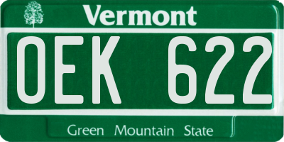 VT license plate OEK622