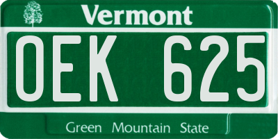 VT license plate OEK625