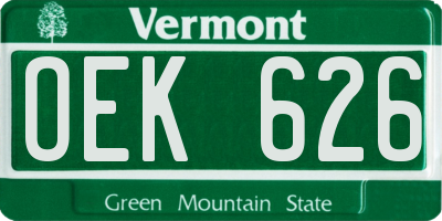 VT license plate OEK626