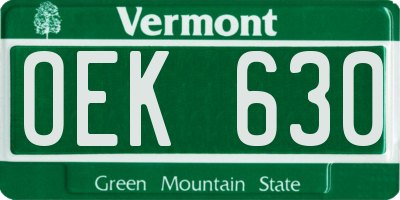 VT license plate OEK630