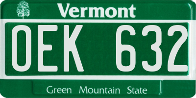 VT license plate OEK632