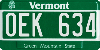 VT license plate OEK634