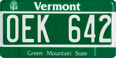 VT license plate OEK642
