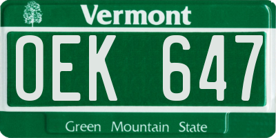 VT license plate OEK647