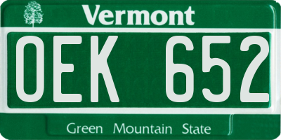VT license plate OEK652