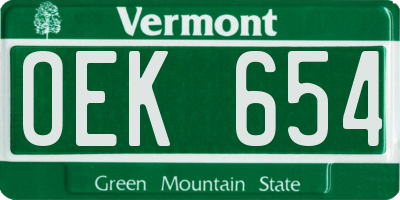 VT license plate OEK654