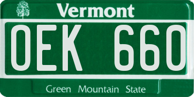 VT license plate OEK660