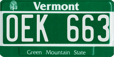 VT license plate OEK663