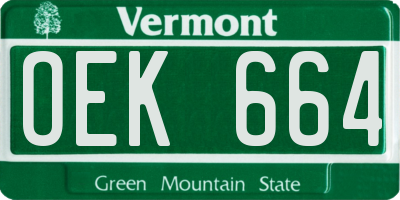 VT license plate OEK664