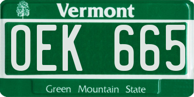 VT license plate OEK665