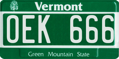 VT license plate OEK666