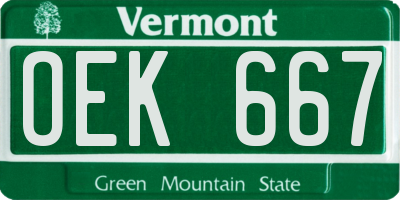 VT license plate OEK667
