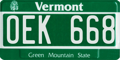 VT license plate OEK668