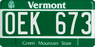 VT license plate OEK673