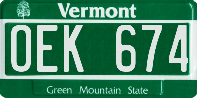 VT license plate OEK674