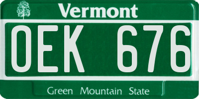 VT license plate OEK676