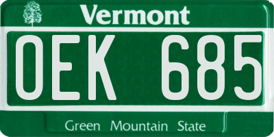 VT license plate OEK685
