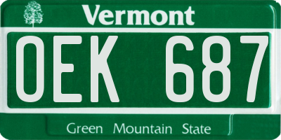 VT license plate OEK687